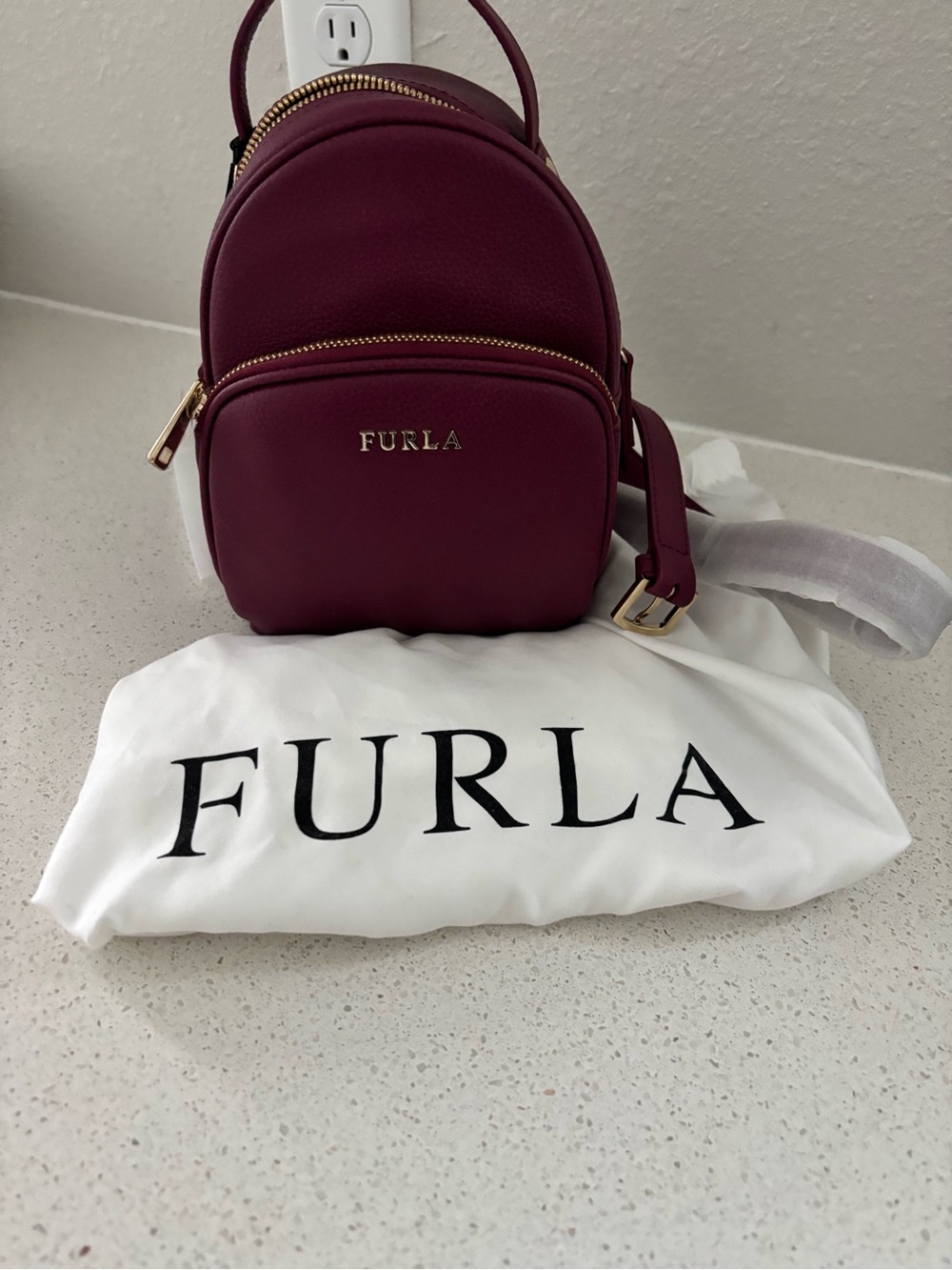 Furla Deep Purple Mini Backpack Crossbody Bag